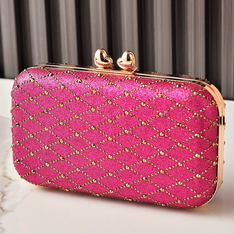 Evening Bag Beaded - Elegante hete roze glitter clutch dames