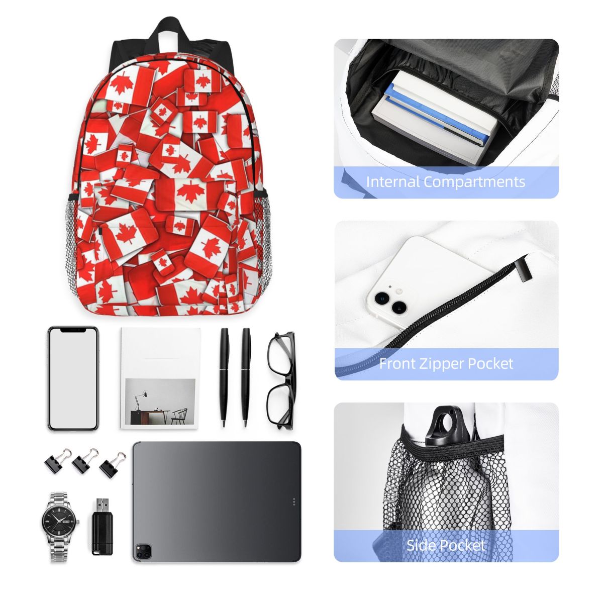 Women Bags In Canada - Rugzak met Canadese vlagpatroon Hot Sale