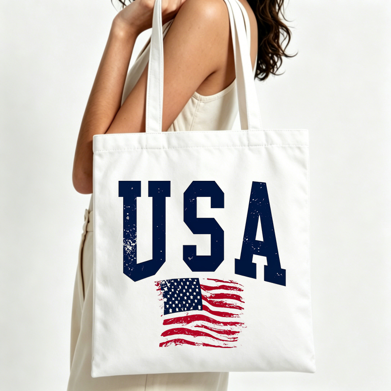 Women Bags Usa - Canvas draagtas met Amerikaanse letterprint en