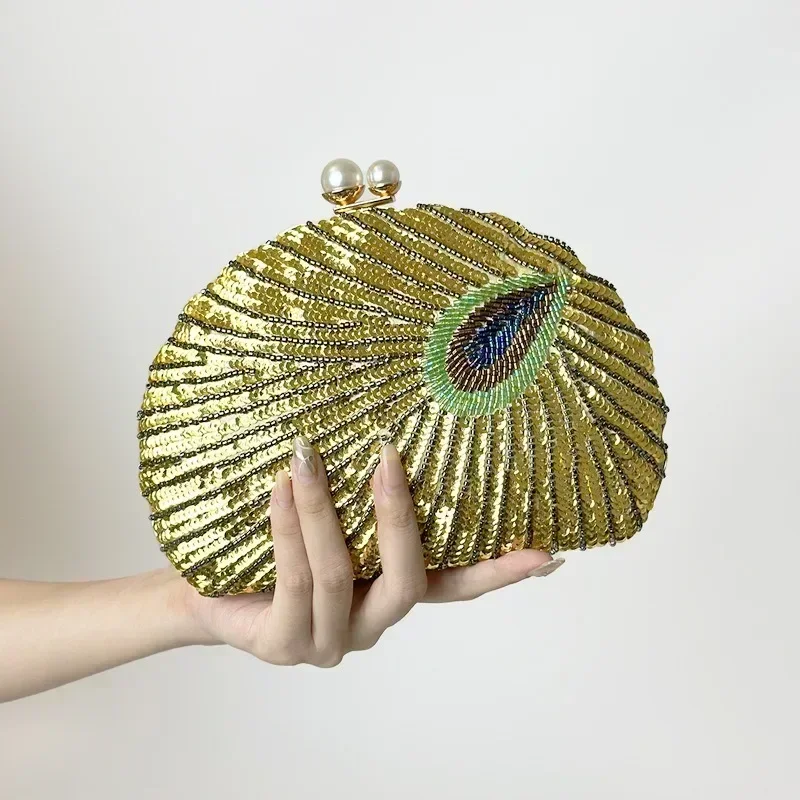 Nieuwe luxe pauwgroene clutch  - Evening Bag Beaded recensie en prijs