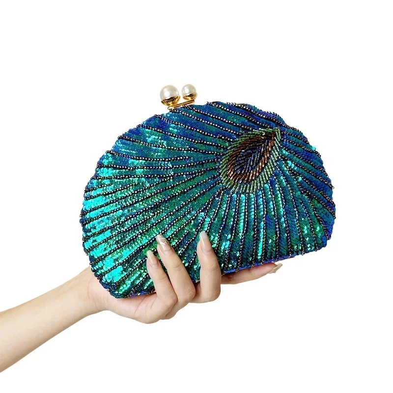 Nieuwe luxe pauwgroene clutch  - Evening Bag Beaded recensie en prijs