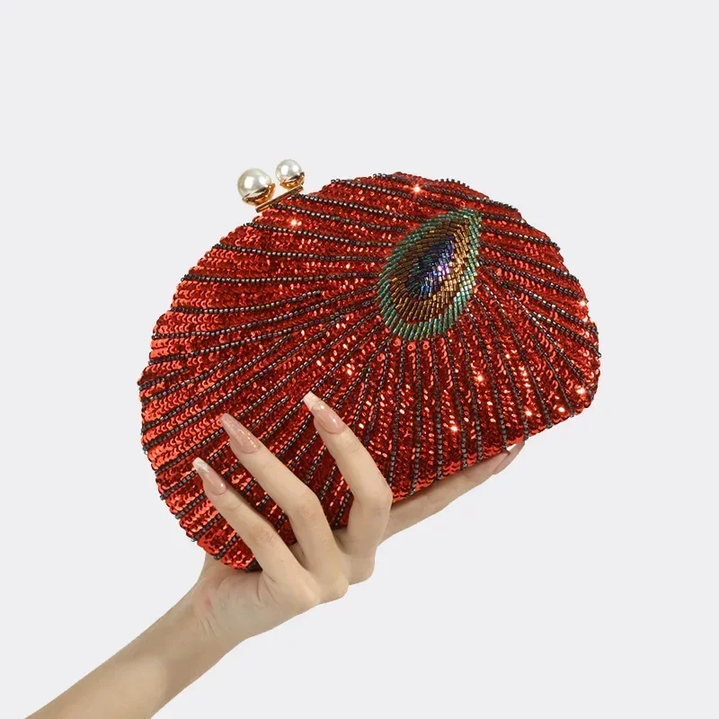 Nieuwe luxe pauwgroene clutch  - Evening Bag Beaded recensie en prijs