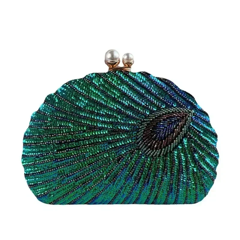 Nieuwe luxe pauwgroene clutch  - Evening Bag Beaded recensie en prijs
